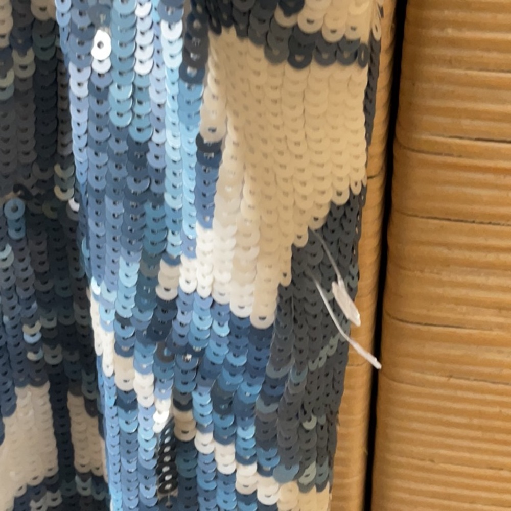 Lafayette 148 New York XS Blue Sequin Noah Dress Floral NWOT - Picture 10 of 16
